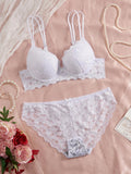Single of Women's Underwear Set Sexy Lace Patchwork with Push Up Bra Romantic Sheer Women's Panties