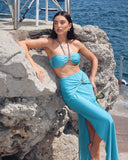 2025 New Sexy Tube Top Bikini set and Skirt Swimwear Women Metal Decoration Bodysuit Lace-up Bathing Suit Beachwear Biquini
