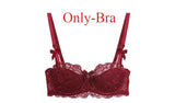 Modest French Pure Desire Bralette AB Cup Full Coverage Lace Bra & Set Small Bust Push Up Wireless for Chubby Girl Bow Plus Size