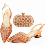 Doershow  High Quality African Style Ladies Shoes And Bags Set Latest purple Italian Shoes And Bag Set For Party  HAE1-7