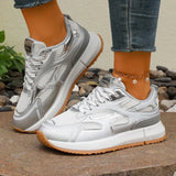 Breathable Mesh Gold Platform Sneakers Women 2026 New Non Slip Lace Up Sports Shoes Woman Silver Thick Bottom Vulcanized Shoes