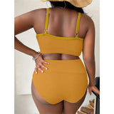 0XL - 4XL Ribbed Bikini Large Size Swimwear Plus Size Women Swimsuit Female Two-pieces Bikini Set Bather Bathing Suit Swim V4982