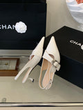 White Thin Heeled Sandals 2026 Women's Low-Heeled Shoes With Strap Brown Summer 2026 New Girls Fashion French OL Single Shoes