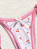 Sexy Women Cute Cherry Print Halter String Micro Bikini Sets Two Pieces Swimsuit Swimwear Bathing Suit Beach Outfits Biquini