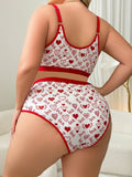 Women’s Sexy Plus Size Lingerie Set, Printed Minimizer Bra Supportive for Large Bust, Side-Smoothing Underwear