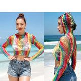 1 Set Sexy Women Fishnet Cover Ups Hollow Out Bodycon Women's Swimwear See through Tassel Dress without Bikini Beachwear
