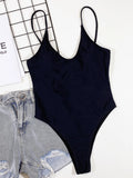 2026 Sexy Black One Piece Swimsuit Swimwear Women Solid One-piece Bathing Suit Beachwear Costumi Da Bagno Donna Banadores Mujer