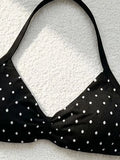 Sexy Black Polka Dot Print Seamless Yoga Sets Women Hanging Neck Pleate Sports Bra Tight High Waist Short Running Fitness Suits