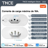 TNCE Tuya Brazil Plug WIFI or zigbee 16/20A socket with Power Monitor, Smart outlet remote control, Voice with Google Home Alexa