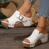outdoor adjustable strap platform sandals women summer rivet solid wedges women'sandals slip-on walking sandles woman