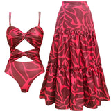 Brazilian Bikini Swimsuit with Skirt Bandage 2025 Print Swimwear Female Summer Bathing Suit Female Summer Female