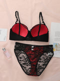 Hot Selling Women's Sexy Gathering Anti Sagging Black Lace Flower Contrasting Design With Double Buckle Adjustable Bra A2427