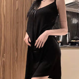 Casual Women Nightgown Spaghetti Strap Sleepwear Korean Night Dress Solid Nightwear Summer One Piece Pajamas Sleeping Home Wear