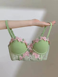 MOYISU London Anime Bralette - Delicate Wireless Bra for Set Teens, Japanese Summer Underwear Small Bust Close-Fit Subtle Allure