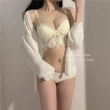 Sexy Lolita Bra Set for Women Wireless Push Up Bralette Lace Sexy Lingerie Set for Small Bust Gathering No Underwire MOYISU S-XL