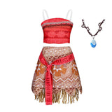 Moana Princess Costume Two Piece Vaiana Dress for Girls
