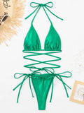Wrap Around Brazilian Bikinis 2025 Metallic Satin Bikini Women Swimwear Female Swimsuit Two-pieces Bikini Set Bathing Suit Swim