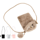 Fashionable Plush Shoulder Bag Large Capacity Soft Crossbody Bag Solid Color Travel Bag Women's Mini Crossbody Phone Bag