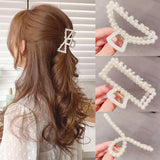 Pearl Claw Clips Crab Geometric Hairpins For Women Girl Korean Bow Hollow Hair Accessories Bath Clip Headwear Barrettes