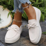 Solid Color Faux Suede Flat Shoes Women Spring Autumn Plus Size Bowknot Flats Woman Round Toe Non Slip Casual Shoes Female