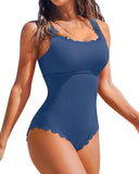 2026 Sexy Ruffle Swimsuit One Piece Solid Swimwear Women Bathers Bathing Swimming Swim Suit Female Beachwear XXL