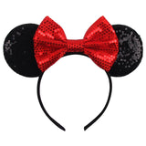 Disney Mickey Mouse Ears Leopard Print Headbands for Girls Baby Women Sequins 5"Bows Hair Accessories Adults Hairbands Kids Gift