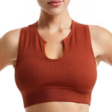 New Sports Bra Women Sexy Deep U-neck Push Up Gym Jogging Yoga Fitness Shockproof Vest Crop Tops Female Sport Bras Set for Women
