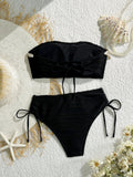 XS - XL Bandeau Wrinkled High Cut Bikini Women Swimwear Female Swimsuit Two-pieces Bikini Set Shells Bather Bathing Suit Swim