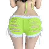 Summer Sexy Women Shorts Hot Denim Pants Female Girls Sea Sand Beach Bar Night Club Holes Casual Charming Elegant Beautiful B01P