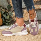 Fashion Mixed Color Women's Sneakers 2026 Spring Lace Up Non Slip Sport Shoes Women Comfort Thick Sole Running Walking Shoes