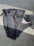 With Sarong Bandeau Strapless Wrinkled Bikini Women Swimwear Female Swimsuit Three-pieces Bikini set Bather Bathing Suit Swim