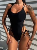 2025 Sexy Criss Cross Backless Female Swimwear One Piece Swimsuit Women Monokini High Leg Cut Bather Bathing Suit Swim Beachwear