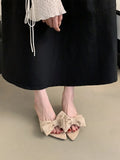 2026 New Women's Summer Butterfly-knot Low Heel Slippers Elegant Open Toe Party Dress Shoes Fashion Outdoor Ladies Slides