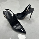 Women White Patent Leather Slingback Pumps Pointed Toe Thin Stiletto High Heels Buckle Strap Dress Shoes for Wedding Party Offic