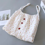 Women's 100% Cotton Crepe Gauze Nightgown Floral Sleeveless Spaghetti Strap Knee-Length Summer Home Sleep Dress M-XL