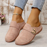 Closed Toe Med Heels Slippers Women Fashion Buckle Wedge Heel Sandals Woman 2025 Summer Lightweight Casual Non-Slip Beach Shoes