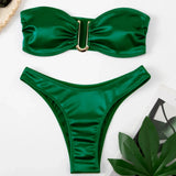 New Sexy Bandeau Strapless Bikini Female Swimsuit Women Swimwear Two-pieces Bikini set Padded Bather Bathing Suit Swim V4647D