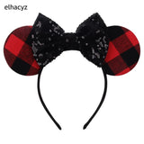 2025 Chic Disney Embroidery Sequin Minnie Ears Headband DOT Bow Hairband Girls Women Party Head Wear Kids DIY Hair Accessories