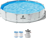 Joyfy Round Outdoor Above Ground Pool Set With Filter Pump