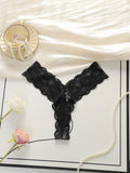 Women's sexy thong embroidered with lace transparent and charming easy to clean reusable comfortable underwear C915