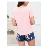 Women's Pajamas 3-Piece Set Sleepwear Home Clothes Autumn Short Sleeve Top with Shorts & Long Pants Loungewear Short Suit Pyjama