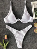 High Cut V-bar Underwired Bikini Women Swimsuit Female Micro Thong Swimwear Two-pieces Bikini Set Push Up Bathing Suit Swim Lady