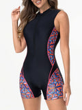 2026 Zipper Rushguard Sleeveless Slim Swimsuit Women One Piece Swimwear Female Bather Bathing Swimming Swim Surf Suit Beachwear