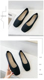 Women Leisure Flats Summer Autumn Flat Shoes Breathable Knitted Square Toe Slip-on Female Daily Walking Driving Loafers