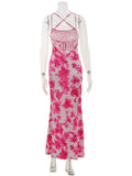 Ahagaga Fashion Women's Maxi Dresses 2026 Summer New Sexy Backless Print Dress Strap Sleeveless Party Beach Bodycon Elegant Cute