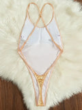 Golden Shiny Snake Print Swimsuit for Women,2026 Summer New One Piece Bikini,U-neck Suspender Cross Straps Beachwear Monokini
