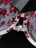 White embroidered floral lingerie set - a sexy bra and thong combination with heart-shaped decorations for ladies ZA824026