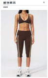 Summer Color Blocked Yoga Sets Women Slim Sports Bra High Waist Pants Fitness Suits Outwear Gym Running Push Up Workout Clothes