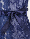 5xl 6xl Blue Kimono Femme Lace Robe Transparent Dress Plus Size Clothing Sexy Peignoirs For Women Nightie Long Sleeve Nightgowns
