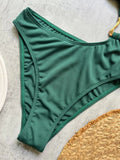 Women's One Piece Swimsuit Ring Cut Out Front High Cut Cheeky Bathing Suit Monokini Swimwear One Shoulder Ribbed Monokini